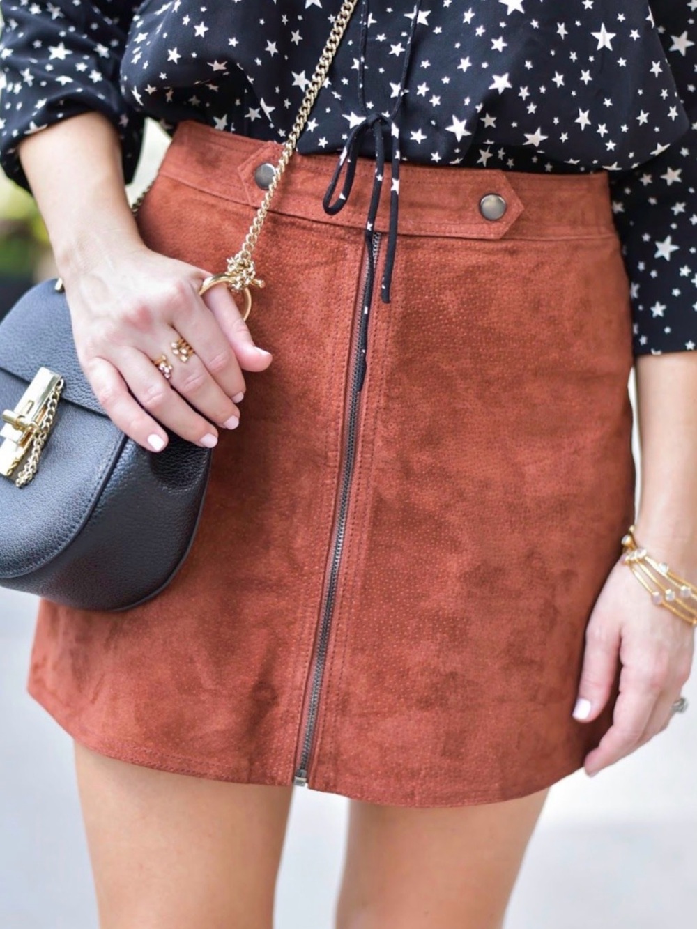 NWOT Bishop + Young Rust Colored Vegan Faux Suede High-Waisted Mini Skirt Size S - Picture 9 of 9